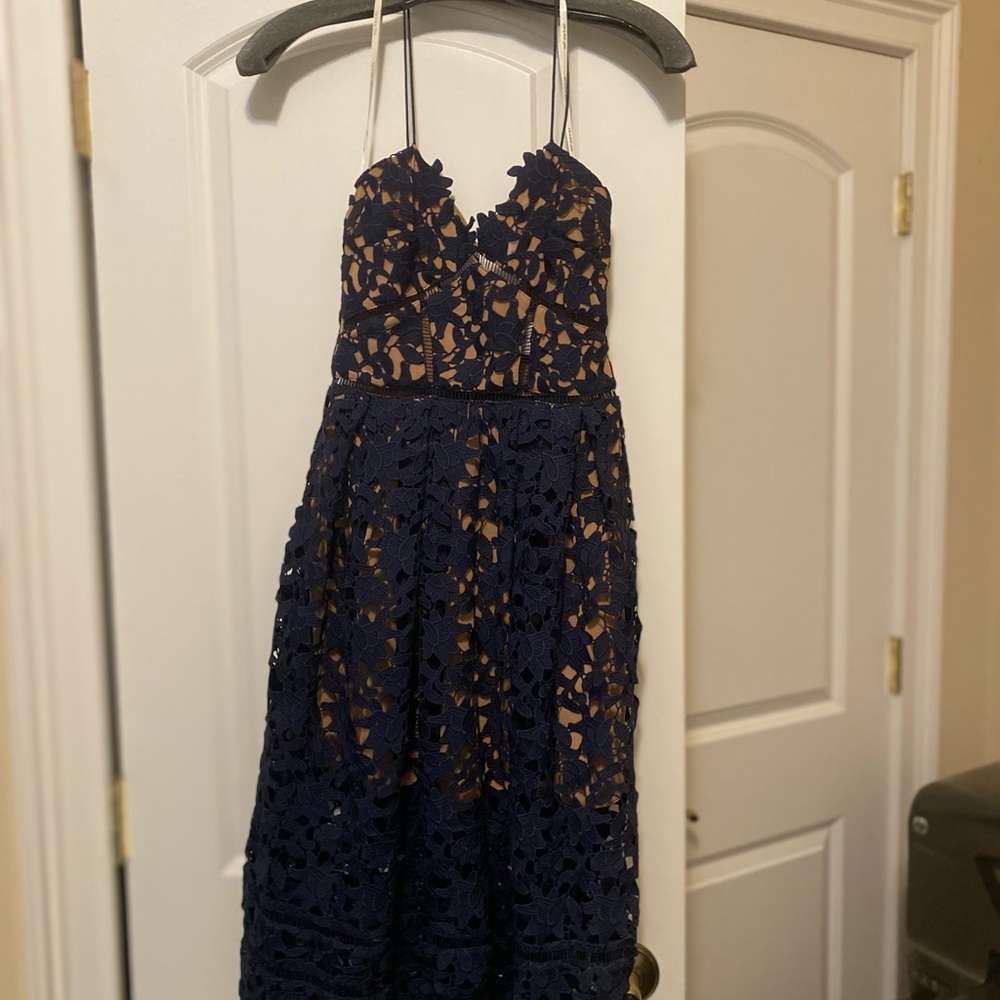Self-Portrait Navy Lace Midi Dress - Picture 5 of 6